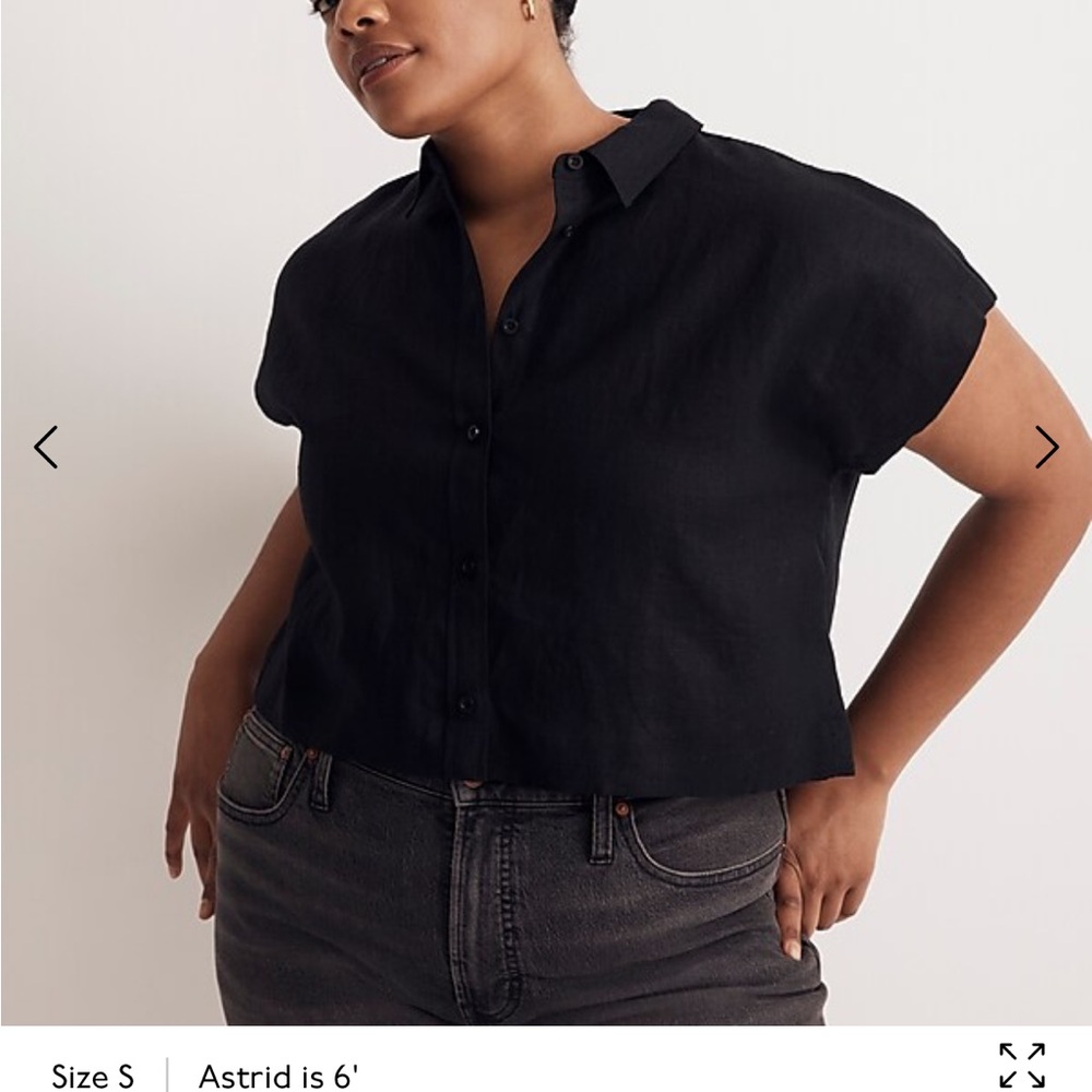 Madewell 100% Linen Dolman Shirt black medium